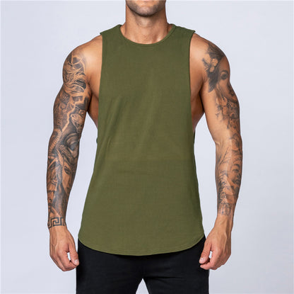 Men's Gym Clothing Summer Fitness Cotton Tank Top Men Jogging Bodybuilding Sleeveless Shirt Breathable O-Neck Casual Muscle Vest