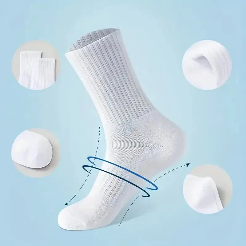 5/10/20 Pairs Neutral Solid Color Round Neck Socks Spring Autumn Sweat Absorbing Breathable Comfortable All-season Sports Socks