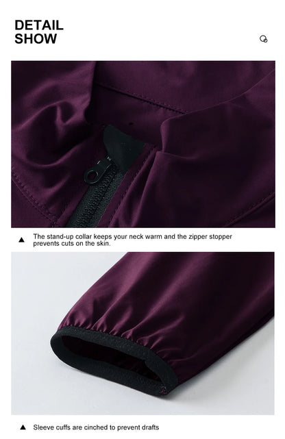 HISERWA Men Cycling Jacket Lightweight Breathable Anti-UV Cycling Windbreaker High Quality MTB Road Bike Jersey 2-Way Zipper