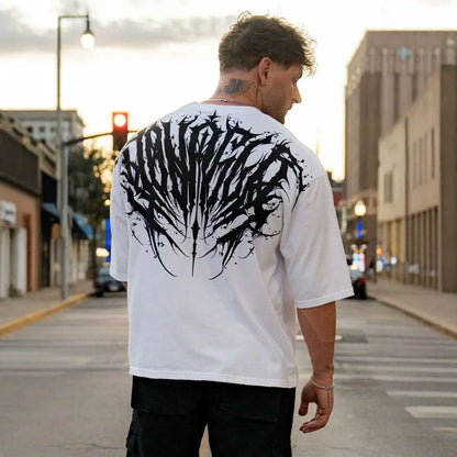 Loose Fit Men's T-Shirt American Trendy Brand Cotton Blend Short Sleeve Fitness Sporty Summer Casual Wear Dry Fast T-Shirt