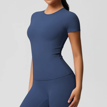 Workout Dry Fit Breathable High Elastic Sports Top Gym Fitness Wear T-shirt Women Casual Outdoor Top