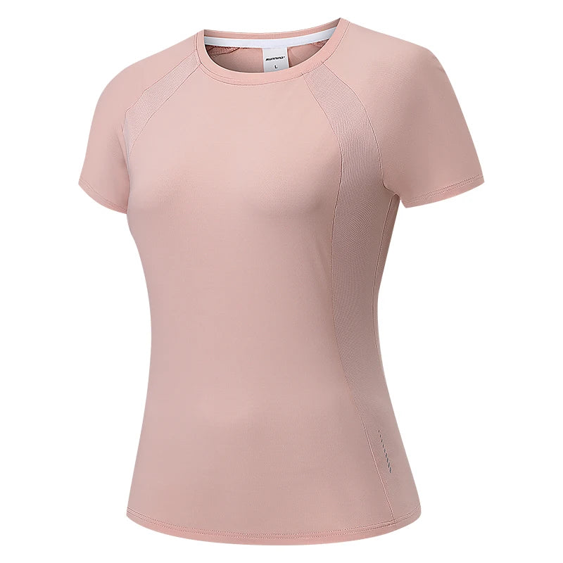 Summer Women's Quick Dry Running Sports T-Shirt Gym Fitness Training Wear for Tennis Golf Yoga Breathable Sportswear Top