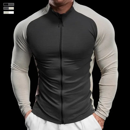 2024 New Men Sportswear Fitness Top Gym Jacket Quick-drying Breathable Slim Long-sleeved T-shirt Running Training Clothes Autumn