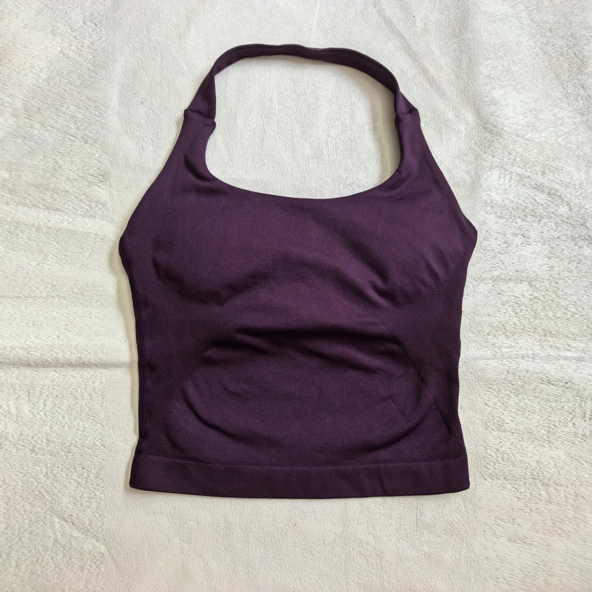 New Seamless Halter Top for Women Backless Gym Crop Top Workout Yoga Shirt with Waist Contouring Sleeveless Sports Shirt