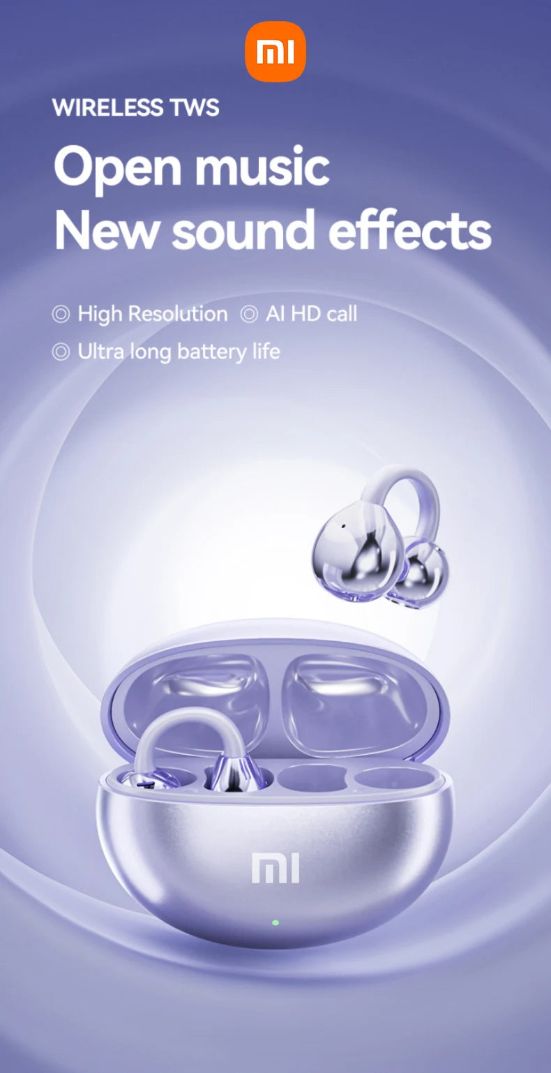 XIAOMI Mijia Wireless Earphone Open Ear M91 Ear Clip ENC Headset Bluetooth 5.4 HD Call Touch Control Headphone for Android iOS