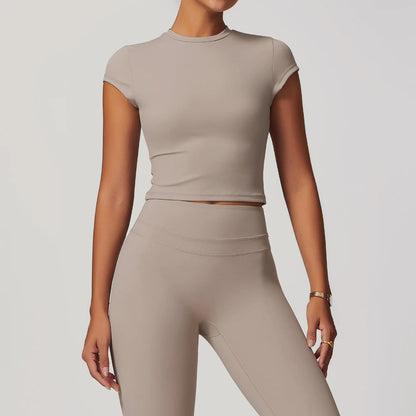 Hearuisavy Casual T-shirt Female Fitness Gym Top Yoga Clothing Sports Short-Sleeved Shirt Women Quick-Dry Workout Shirt Women