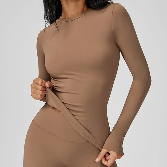 JUREN Yoga Shirts For Women Long Sleeve Fitness Running Push Up Gym Shirts Female Workout Breathable High Elastic Sports Top