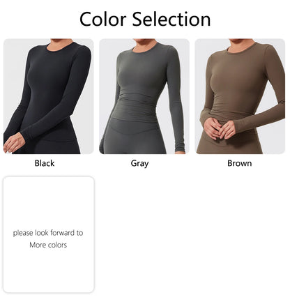 Ctenkevet Sports Long Sleeved Shirts Women Casual Outdoor Top Gym Fitness Wear T-shirt  Yoga Shirt Push Up Workout Clothes Women
