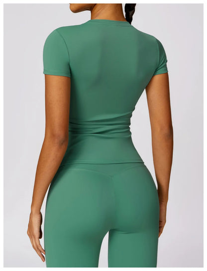 Skintight Sports Short Shirts Women Workout Sportswear Female Fitness Yoga Shirt Quick-Dry Yoga Clothing Sport Gym Top Women