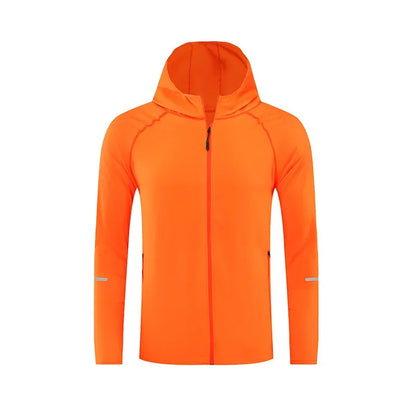 (S-4XL)Men Women Running Jacket Lightweight Camping Hiking Windbreaker Windproof Long-Sleeved Zipper Hoodie Sports Coat