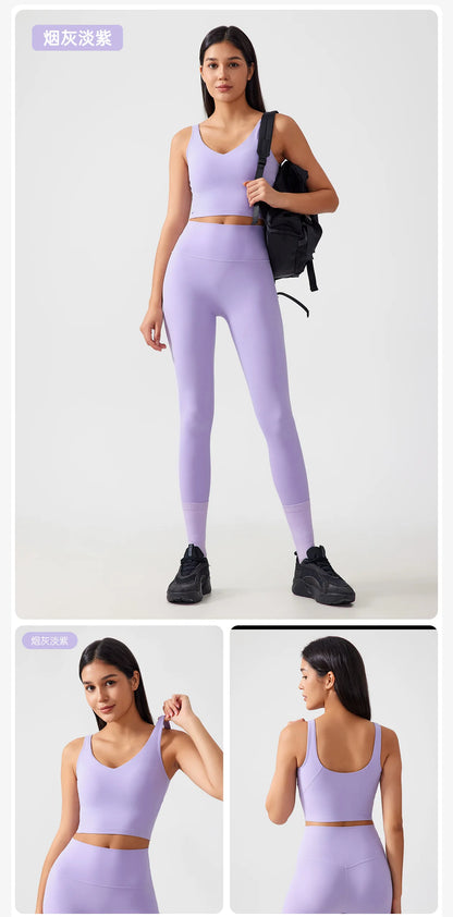 Sports Bra for Women Yoga Top Fixed Chest Pad Gym Vest Shock-proof Workout Tops Yoga Clothes U-shaped Back Fitness Crop Top