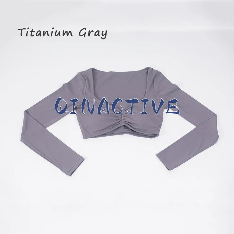 QINACTIVE Women Yoga Shirts Crop Top Long Sleeves Shirts for Women Yoga Sports Fitness Gym Clothes Workout Tops