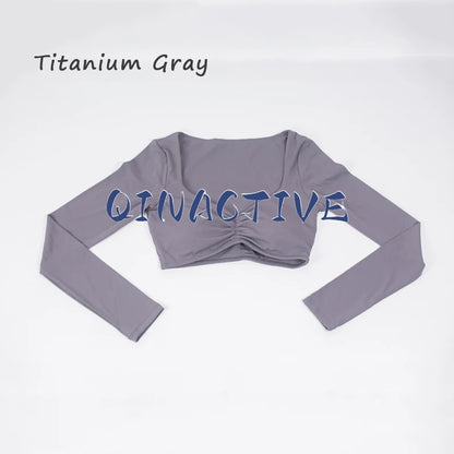 QINACTIVE Women Yoga Shirts Crop Top Long Sleeves Shirts for Women Yoga Sports Fitness Gym Clothes Workout Tops