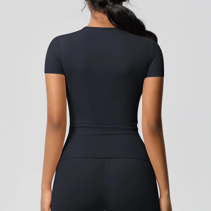 Workout Dry Fit Breathable High Elastic Sports Top Gym Fitness Wear T-shirt Women Casual Outdoor Top