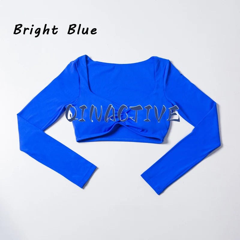 QINACTIVE Women Yoga Shirts Crop Top Long Sleeves Shirts for Women Yoga Sports Fitness Gym Clothes Workout Tops