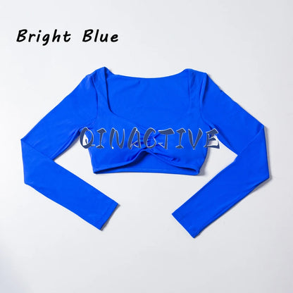 QINACTIVE Women Yoga Shirts Crop Top Long Sleeves Shirts for Women Yoga Sports Fitness Gym Clothes Workout Tops