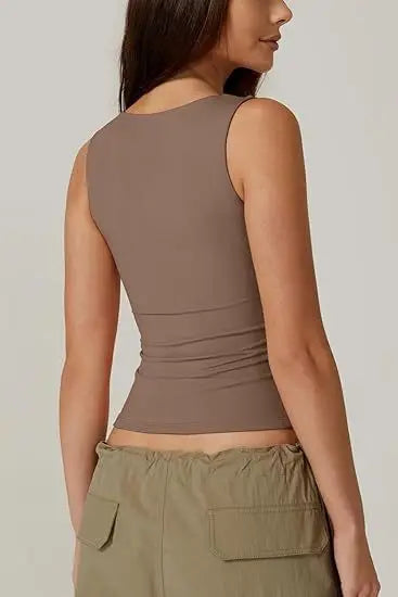 European and American women's street style spicy girl fashion square neck slim fit sleeveless vest for women