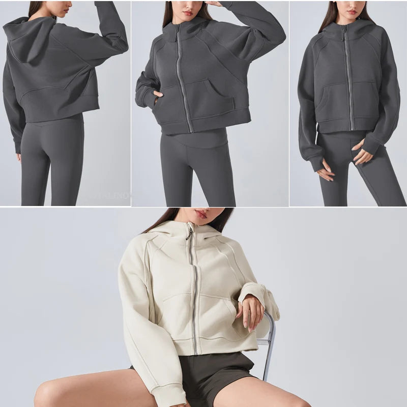 VITALINOVO Women's Zip Up Hoodies Fleece Workout Jackets Sweatshirts Athletic Casual Long Sleeve Sweatshirts with Thumb Holes