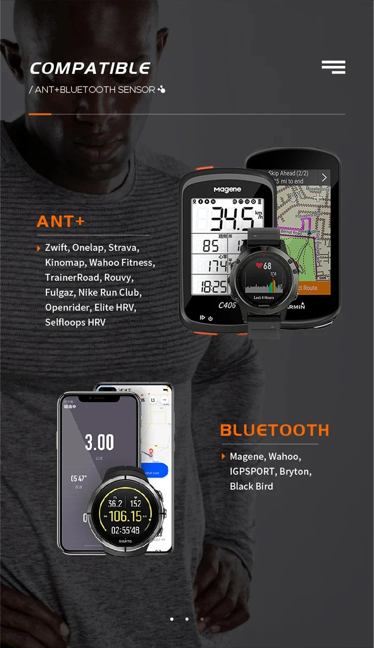 Magene H303 H64 Heart Rate Monitor Mover Sensor Dual ANT Bluetooth With Chest Strap Cycling Computer Bike Wahoo Garmin Sports