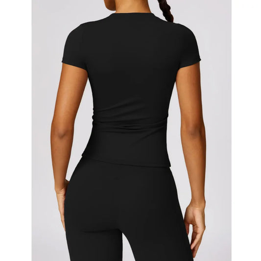 HGC Women's Sports T Shirt Summer Short Sleeve Running  Round Neck Breathable Stretchy GYM Yoga Slim Fitness Active Top Tee