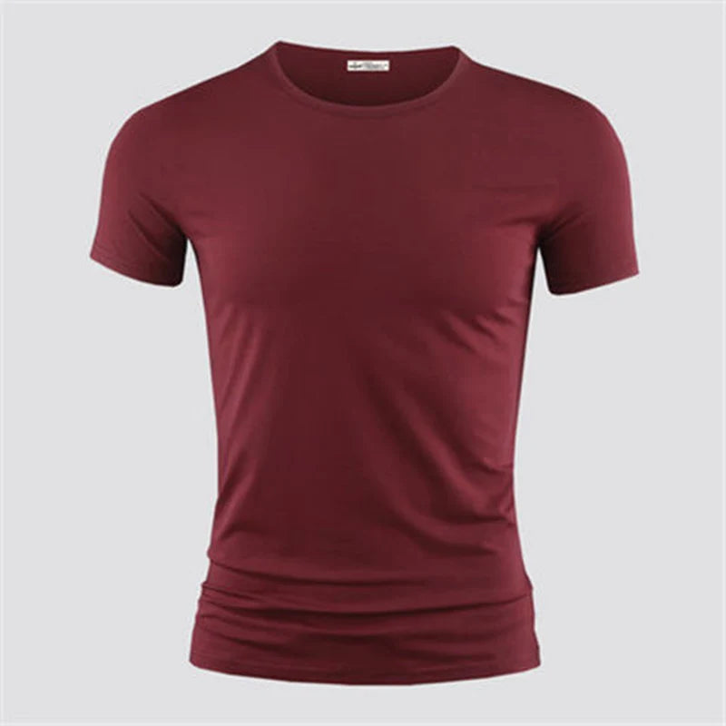 2025 Men's T Shirt Pure Color V Collar Short Sleeved Tops Tees Men T-Shirt Black Tights Man T-Shirts Fitness For Male Clothes