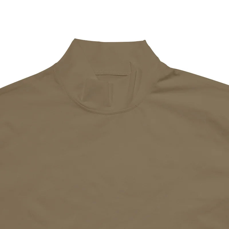 Cross-border Amazon 2024 summer solid color short-sleeved fashion bottoming shirt men's tight turtleneck T-shirt