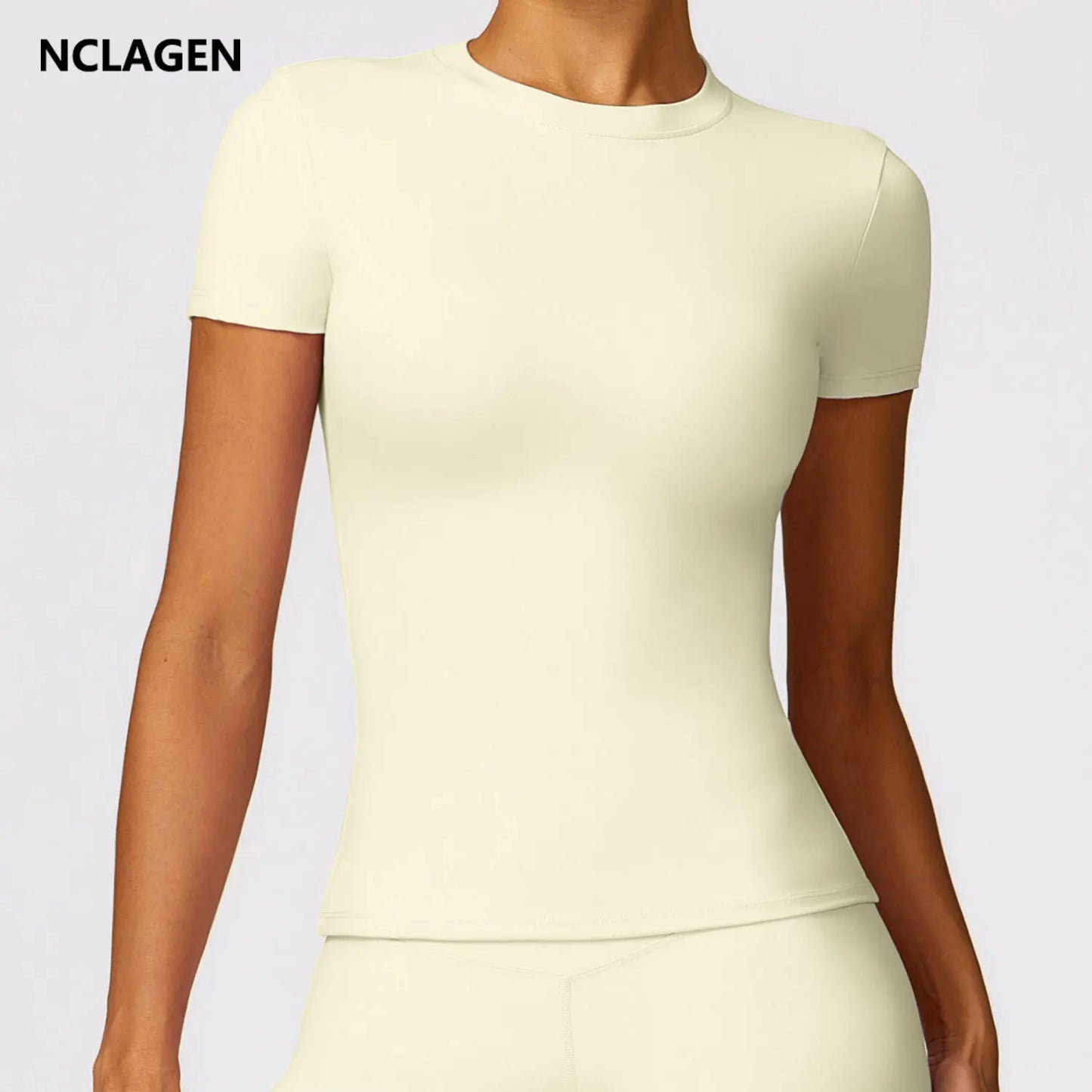 NCLAGEN Gym Top Women Short Sleeve Workout Clothes Sports T Shirt Femme Fitness Activewear Running Accessories Yoga Tight Tops