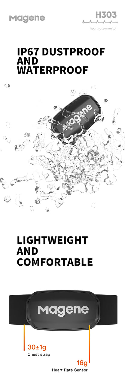 Magene H303 H64 Heart Rate Monitor Mover Sensor Dual ANT Bluetooth With Chest Strap Cycling Computer Bike Wahoo Garmin Sports