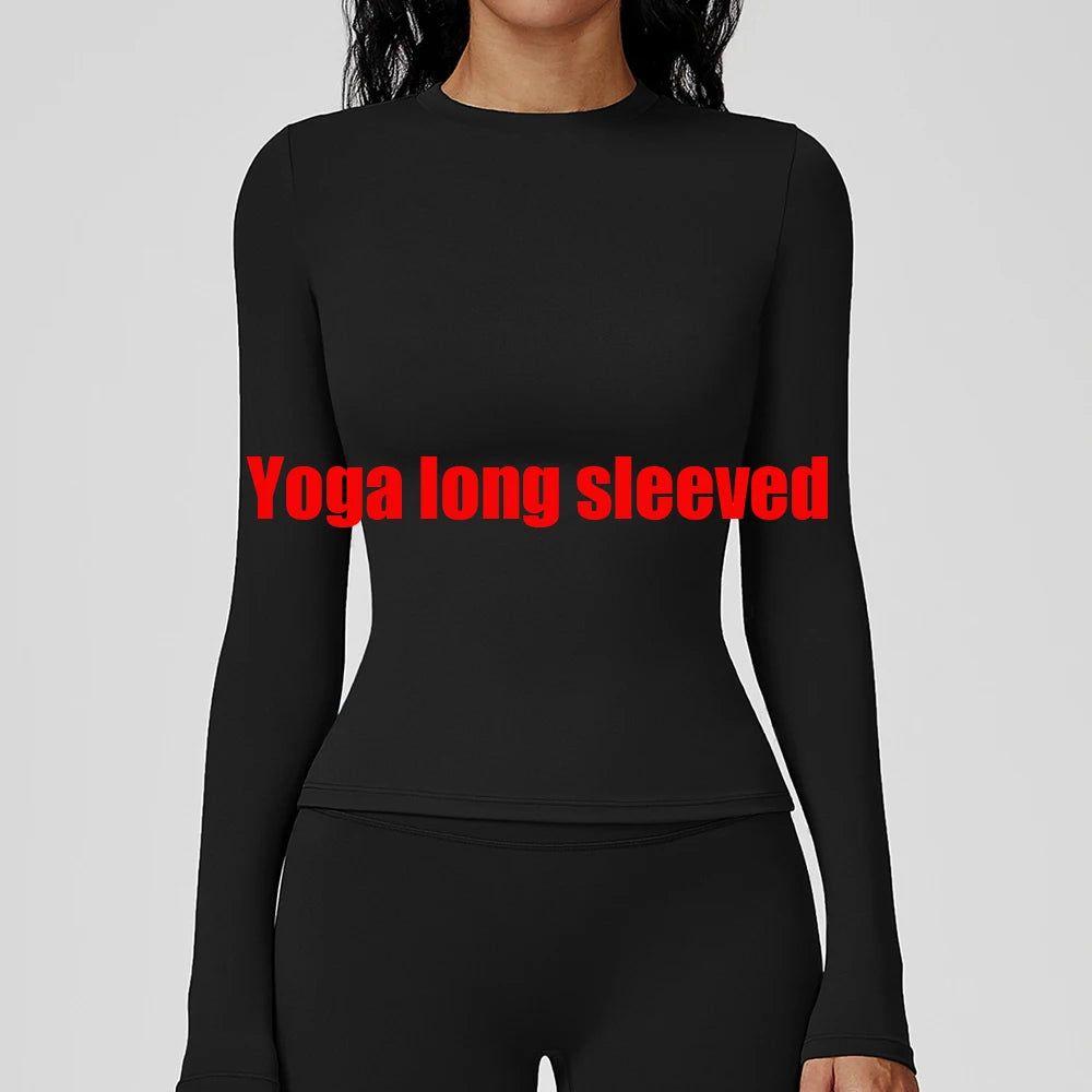 Yoga Shirts Women Long Sleeve Fitness Running Gym Clothes Workout Dry Fit Breathable Slim Fit High Elastic Sport Top Women's Top