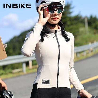 INBIKE Women's Thermal Cycling Jacket Winter Warm Fleece Bicycle Riding Sportswear Windproof Long Sleeve Reflective Outdoor Wear