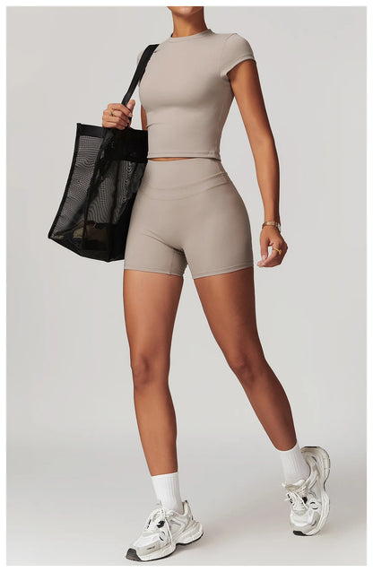 Hearuisavy Casual T-shirt Female Fitness Gym Top Yoga Clothing Sports Short-Sleeved Shirt Women Quick-Dry Workout Shirt Women