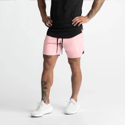 2024 New Men's Shorts Single-Layer Woven Quick Dry Solid Color Running Fitness Sports Casual American Fifth Pants Comfortable