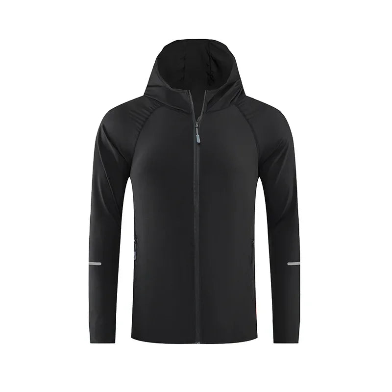 (S-4XL)Men Women Running Jacket Lightweight Camping Hiking Windbreaker Windproof Long-Sleeved Zipper Hoodie Sports Coat