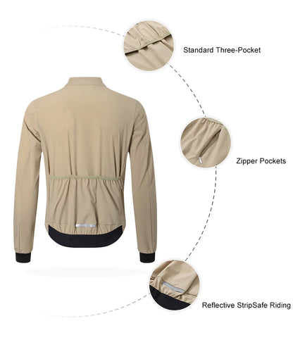 HISERWA Men Cycling Jacket Windproof Waterproof Lightweight Long Sleeve Mountain Bike Jacket Motorcycle Jacket Cycling Clothing