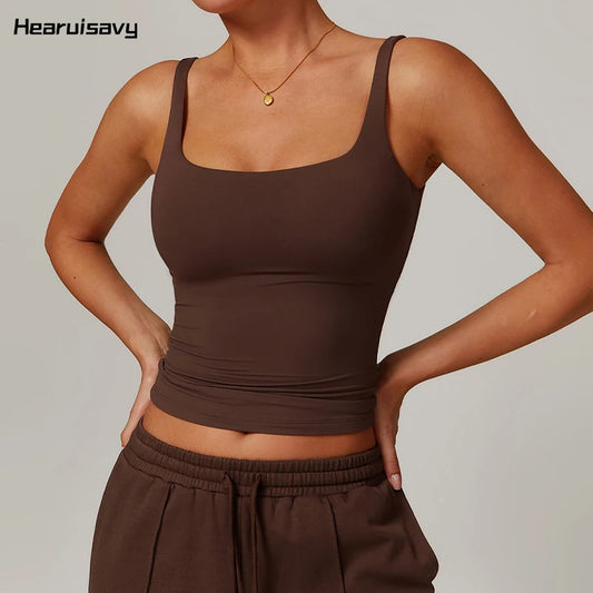 Ctenkevet Women's Workout Yoga Tank Top Quick-Dry Gym Sports Vest Female Running Tight Top Women U-Back Fitness Underwear