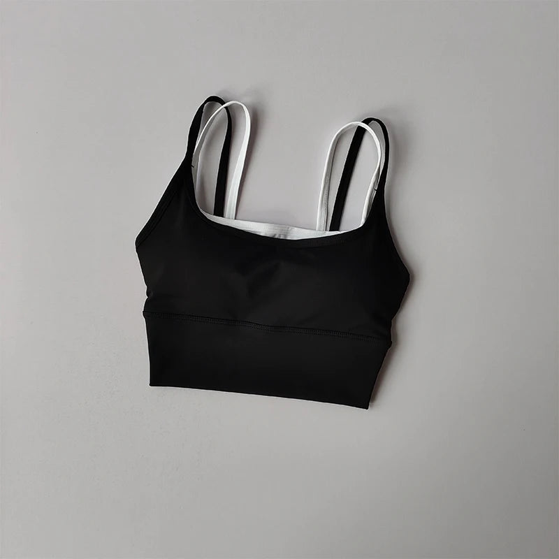 Sports Bra Women Summer Shock-absorbing Gathering Double Breast Strap Yoga Vest Quick Drying Anti Sagging Shaping Fitness Bra