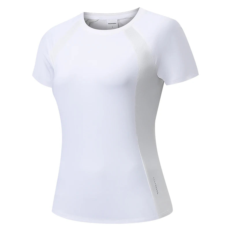 Summer Women's Quick Dry Running Sports T-Shirt Gym Fitness Training Wear for Tennis Golf Yoga Breathable Sportswear Top