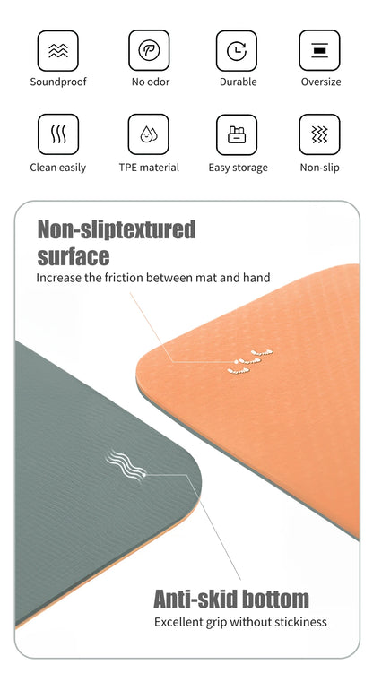 WESTTUNE Yoga Mat Non Slip, Eco Friendly Pilates Fitness Mats Anti-Tear Exercise Yoga Mat with Carrying Strap and Bag for Women