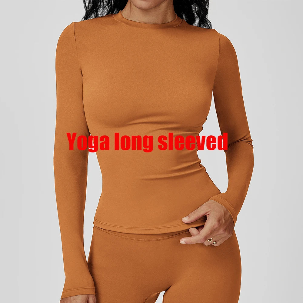 Yoga Shirts Women Long Sleeve Fitness Running Gym Clothes Workout Dry Fit Breathable Slim Fit High Elastic Sport Top Women's Top
