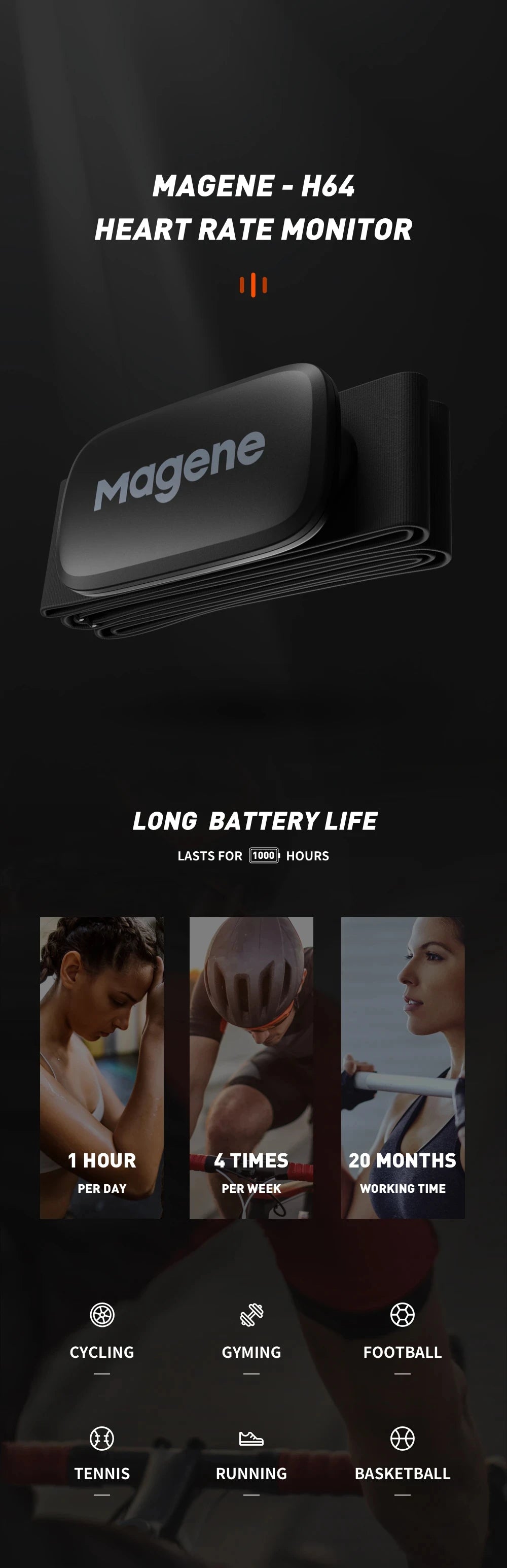 Magene H303 H64 Heart Rate Monitor Mover Sensor Dual ANT Bluetooth With Chest Strap Cycling Computer Bike Wahoo Garmin Sports