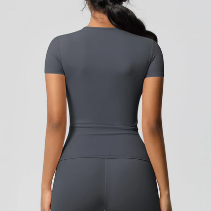 Workout Dry Fit Breathable High Elastic Sports Top Gym Fitness Wear T-shirt Women Casual Outdoor Top