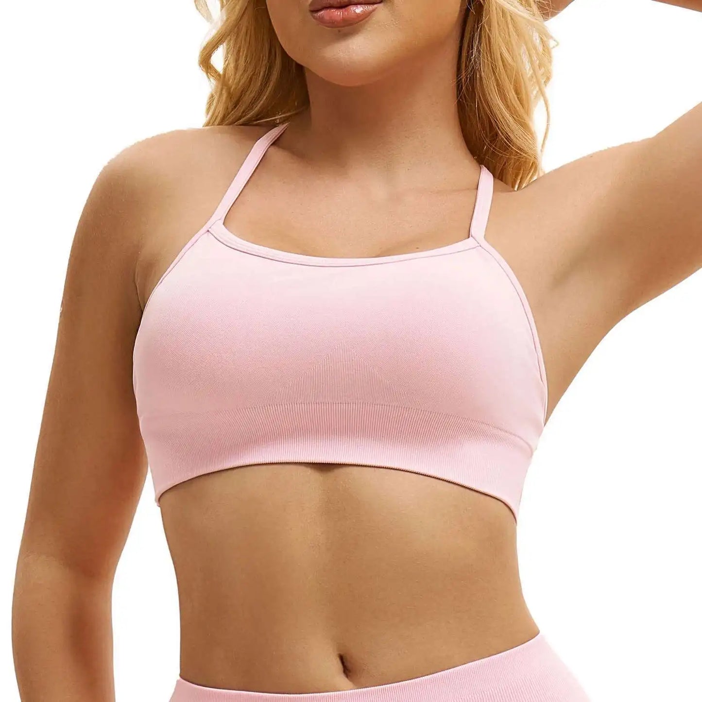 NCLAGEN Sports Bra Backless Fitness Underwear Back Cross Push-up Gym Crop Top Women Training Clothes Running Seamless Bras