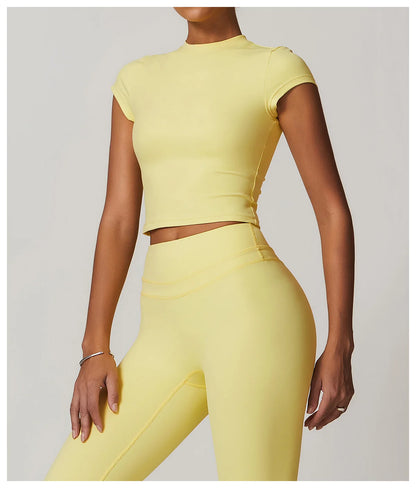 Sports T-shirt Women's Top Yoga Shirts Quick Dry Running Tops Tights Push Up Workout Gym Clothes Short Sleeve Fitness Sports Top