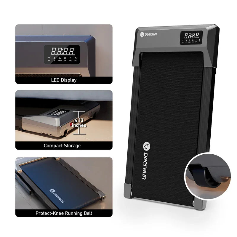 2in1 Walking Pad Treadmill Portable for Home&Office Under Desk 15.35*31.5in Belt Treadmill with Max 250lbs Quiet 45dB Treadmill