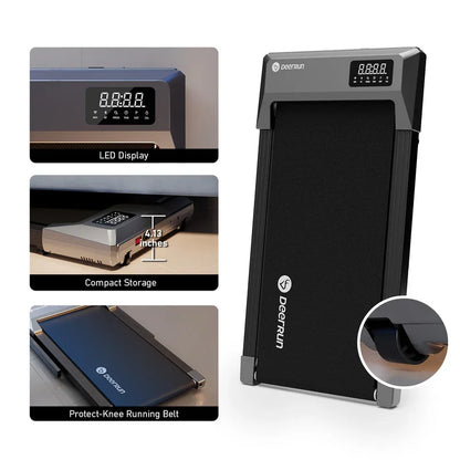 2in1 Walking Pad Treadmill Portable for Home&Office Under Desk 15.35*31.5in Belt Treadmill with Max 250lbs Quiet 45dB Treadmill