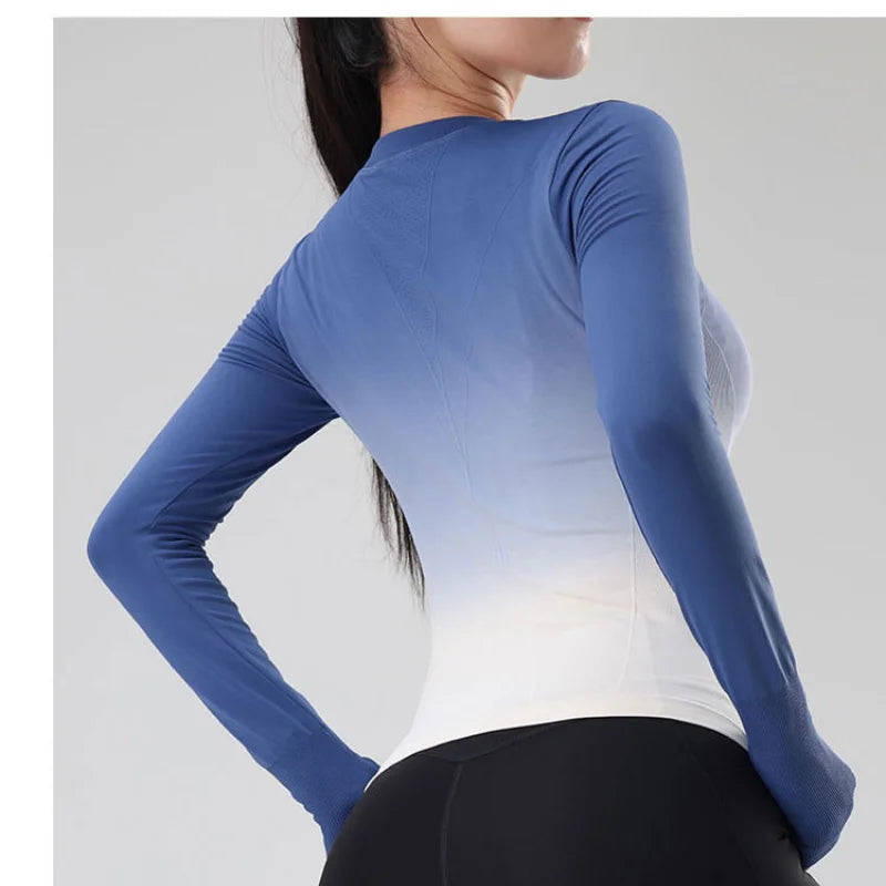 Women's Long Sleeve Top Yoga Shirts Running T-Shirt Hanging dye Fitness Sports Top Gym Sweatshirts Workout Tops Sports Shirts