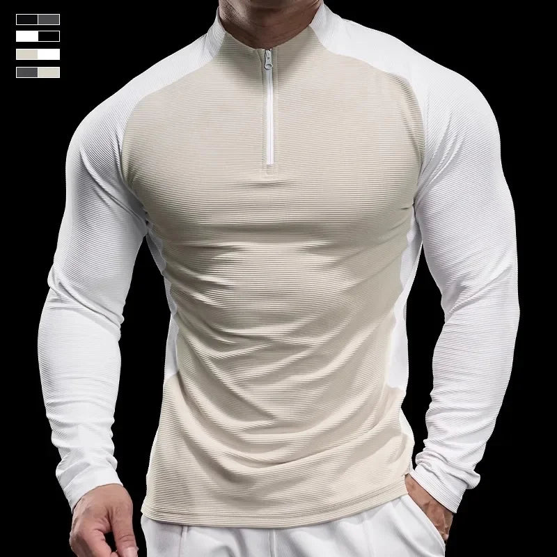 2024 New Men Sportswear Fitness Top Gym Jacket Quick-drying Breathable Slim Long-sleeved T-shirt Running Training Clothes Autumn