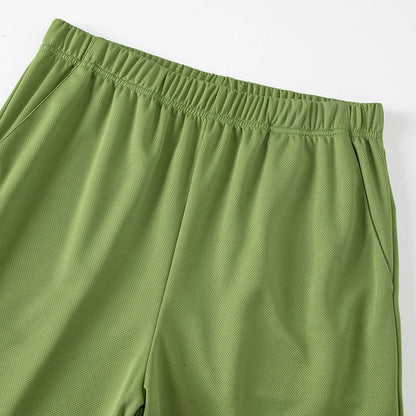 2-Piece Men's Summer Quick drying Sports Suit Loose And Breathable Short Sleeved T-shirt Running And Fitness Black Pocket Shorts