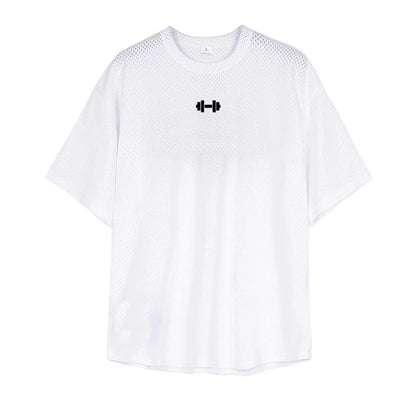 Oversized Loose Short Sleeve Quick Dry Shirt Gym Bodybuilding Breathable Cool Mesh Clothing Mens Fitness Workout Muscle T-shirts