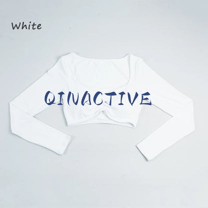 QINACTIVE Women Yoga Shirts Crop Top Long Sleeves Shirts for Women Yoga Sports Fitness Gym Clothes Workout Tops